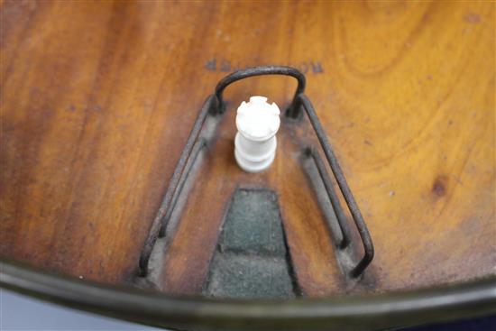 A rare mid 19th century Jaques of London Game of Cannonade of Castle Bagatelle, comprising a circular mahogany board, 38cms diameter,
